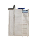 Djalu Twin Tree House Loft Bed with Bookcase - Weathered White