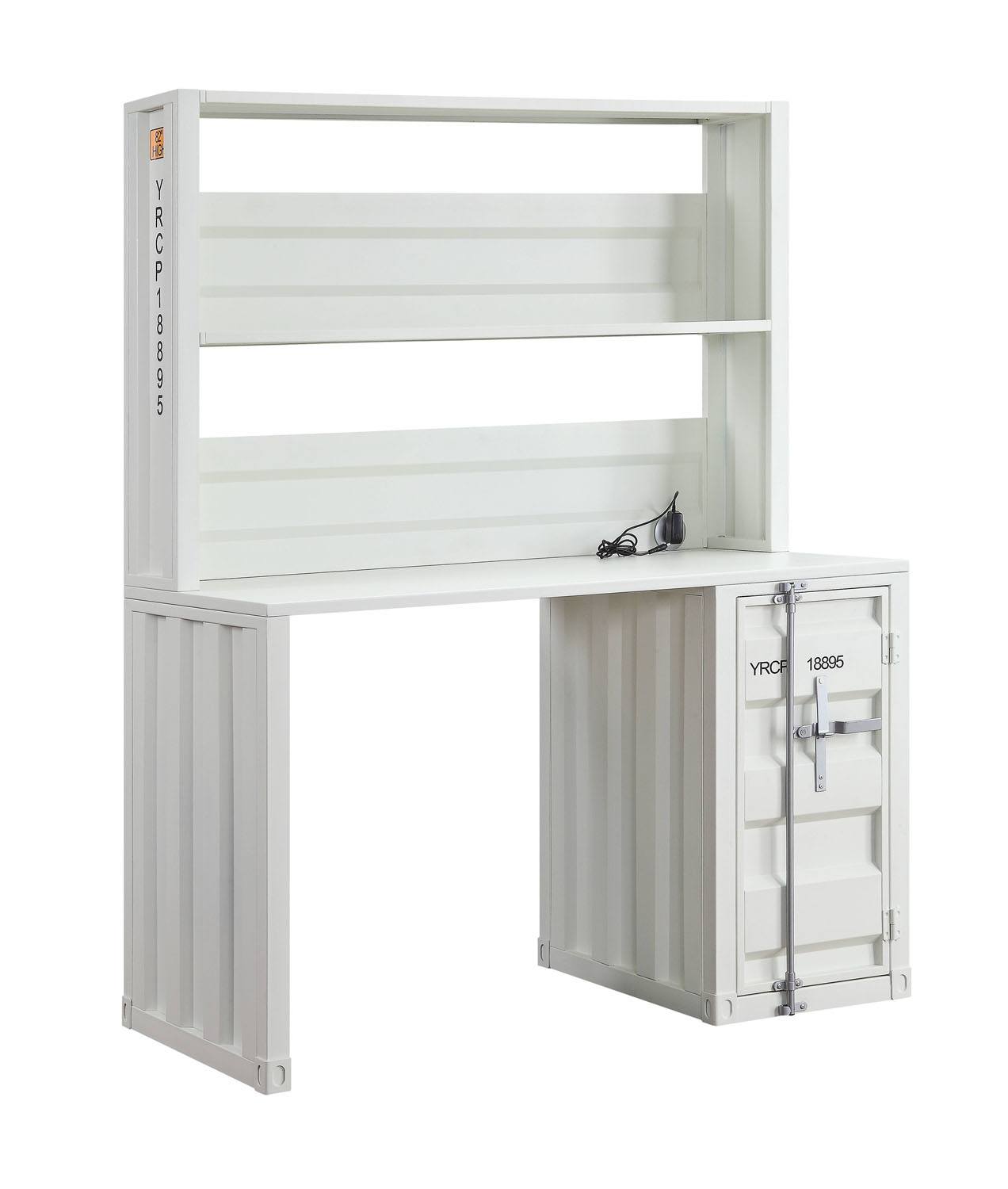 Konto Industrial Desk and Hutch - White