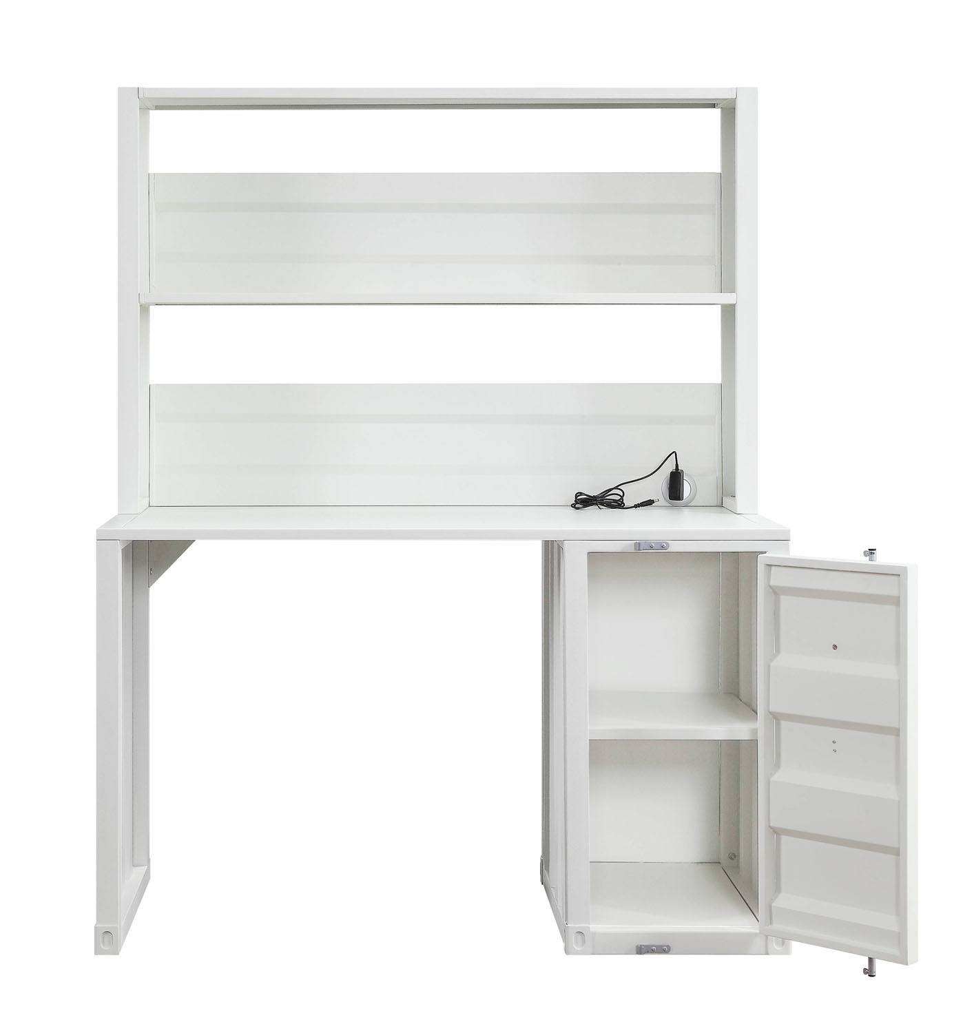 Konto Industrial Desk and Hutch - White