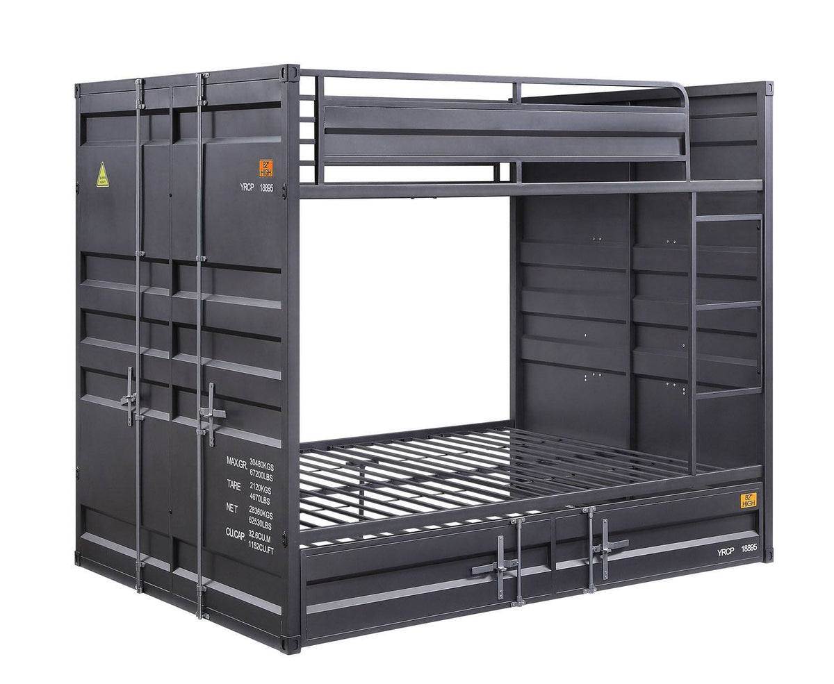 Konto Industrial Full Bunk Bed with Trundle - Gunmetal Grey