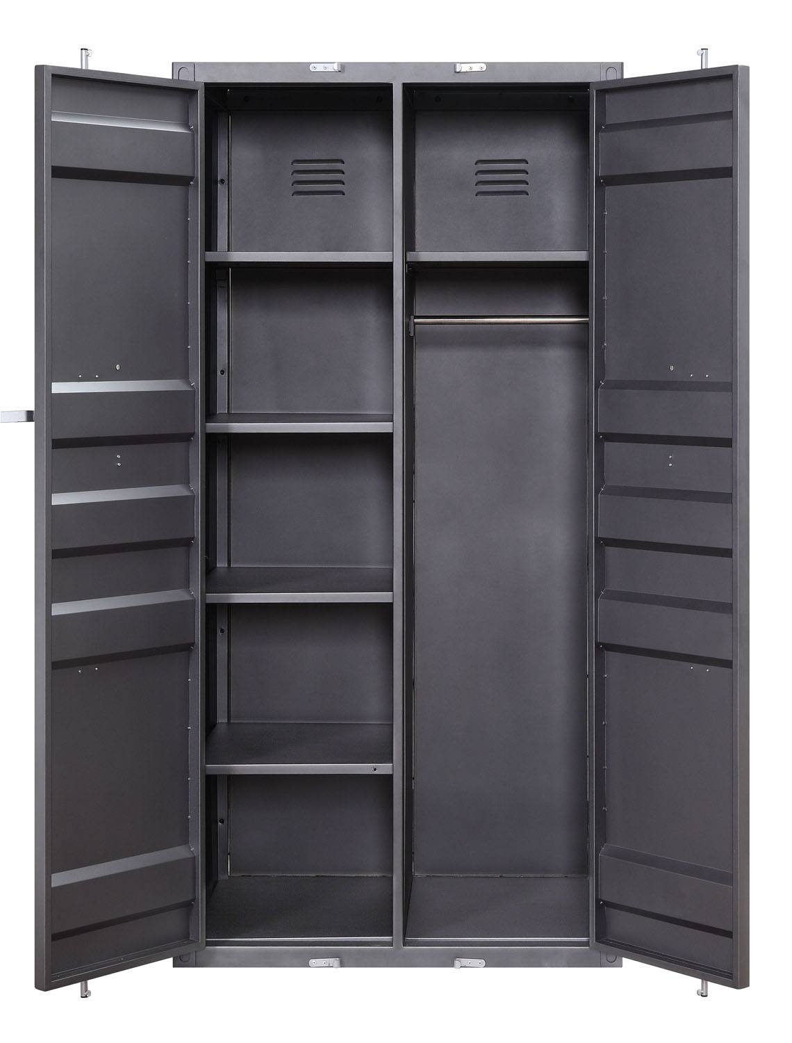 Konto I Industrial Tall Wardrobe - Gunmetal Grey