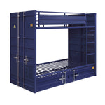 Konto Industrial Twin Bunk Bed with Trundle - Blue