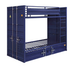 Konto Industrial Twin Bunk Bed with Trundle - Blue