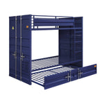 Konto Industrial Twin Bunk Bed with Trundle - Blue