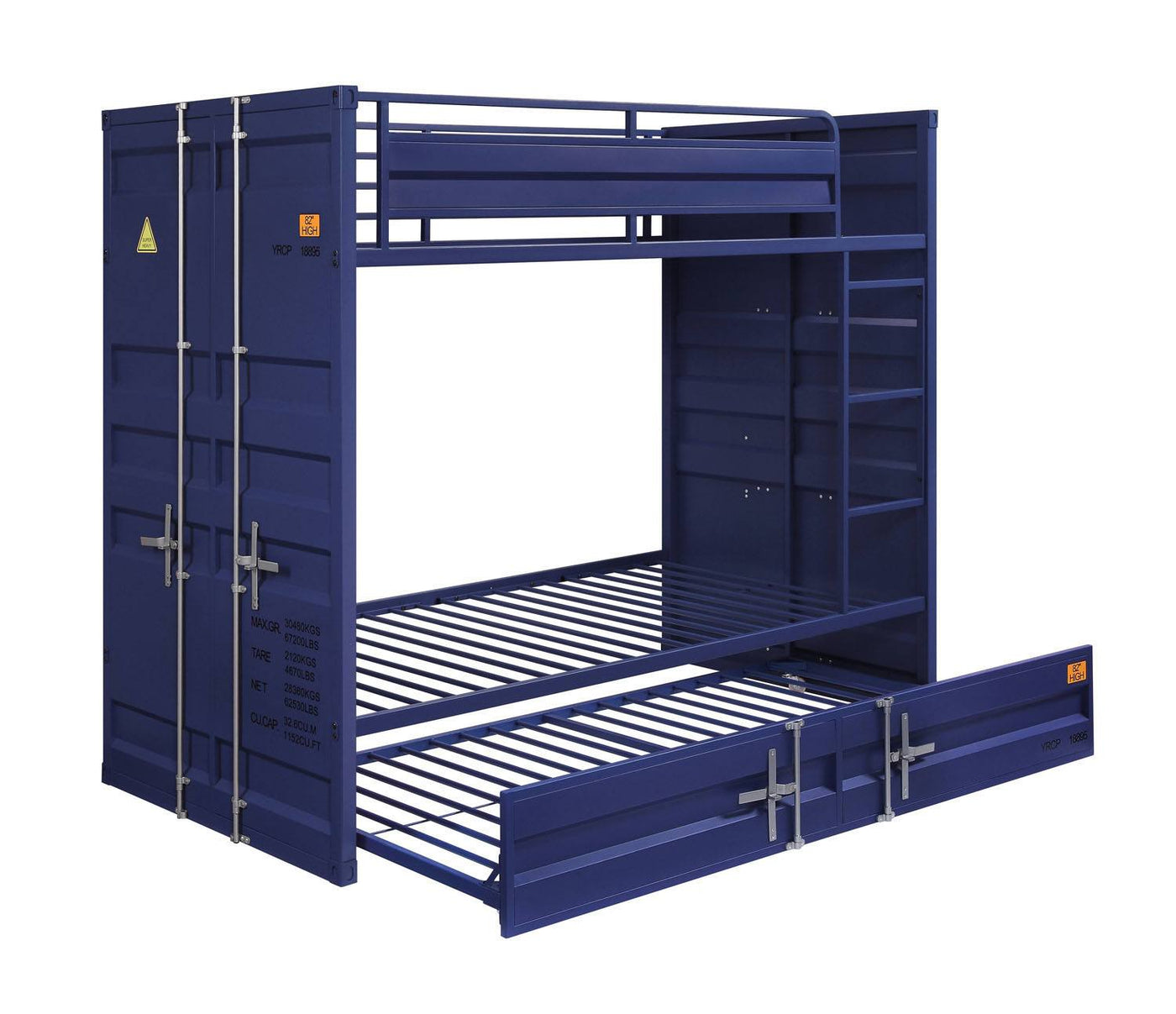 Konto Industrial Twin Bunk Bed with Trundle - Blue