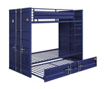 Konto Industrial Twin Bunk Bed with Trundle - Blue