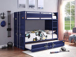 Konto Industrial Twin Bunk Bed with Trundle - Blue