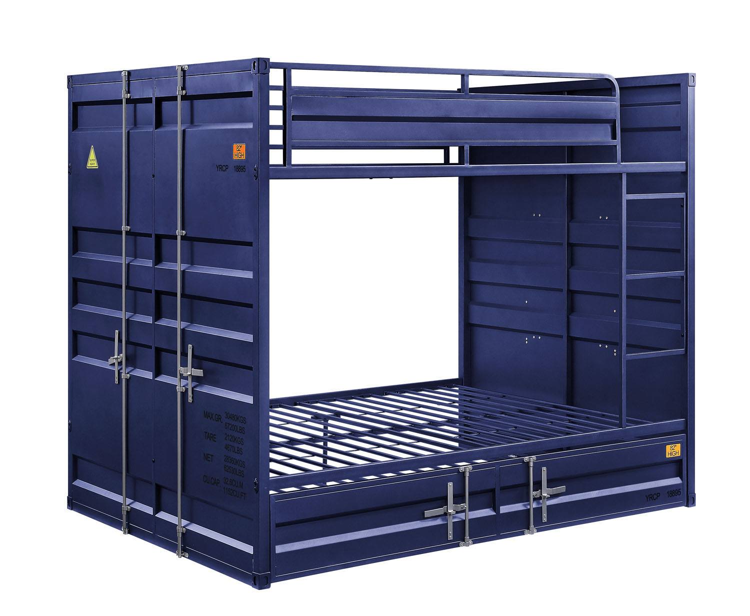 Konto Industrial Full Bunk Bed with Trundle - Blue
