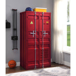 Konto I Industrial Tall Wardrobe - Red