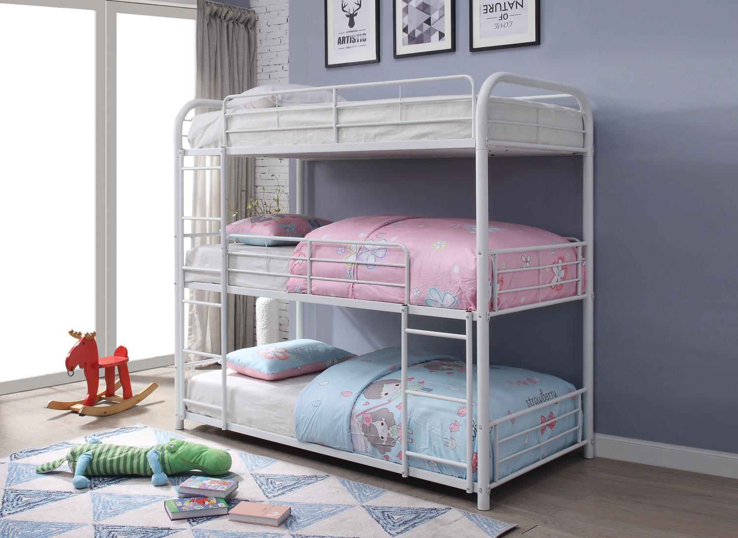 Tripley I - Full Bunk Bed - White