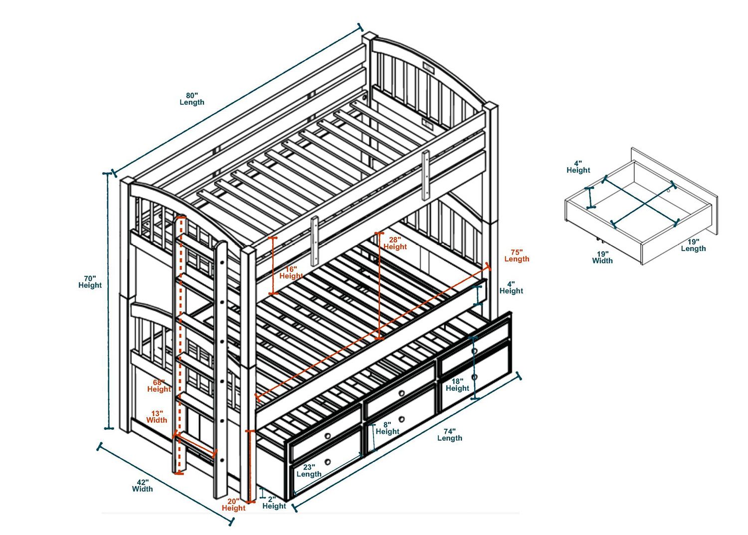 Kanye Twin Bunk Bed - White