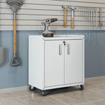 Maximus 31.5" Mobile Garage Cabinet with Shelves - White