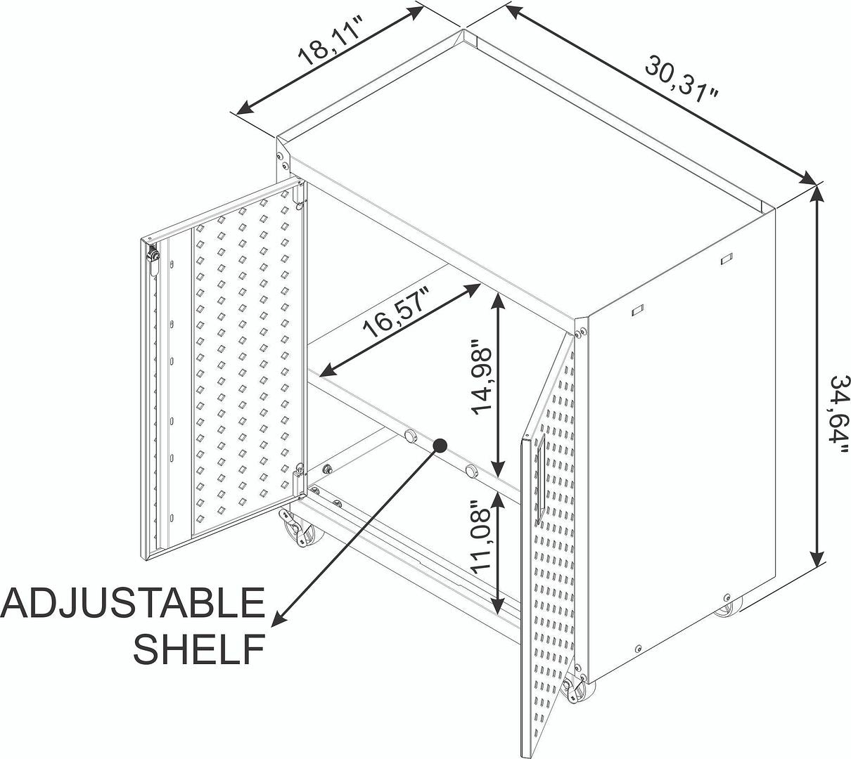 Maximus 31.5" Mobile Garage Cabinet with Shelves - White