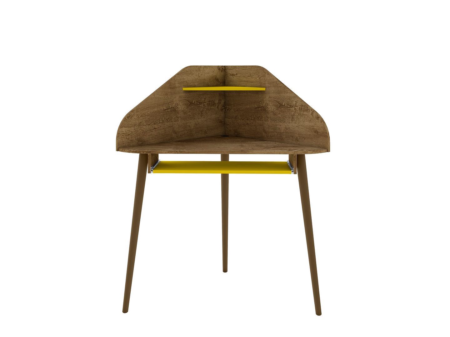 Gatutca Cubicle Section Desk with Keyboard Shelf Set of 4 - Rustic Brown/Yellow