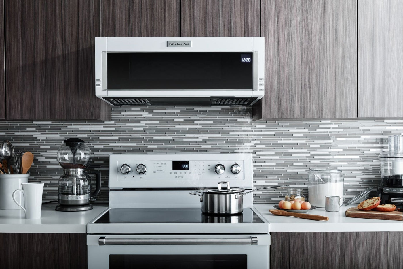 KitchenAid White Low Profile Over-the-Range Microwave and Hood Combination (1.1 Cu.Ft.) - YKMLS311HWH