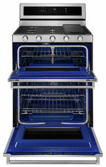 KitchenAid Stainless Steel Freestanding Double Oven Convection Gas Range (6.0 Cu. Ft.) - KFGD500ESS