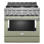 KitchenAid Matte Avocado Smart Freestanding Gas Range (5.1 Cu. Ft.) - KFGC506JAV