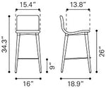 Carlisle Counter Stool - Grey - Set of 2