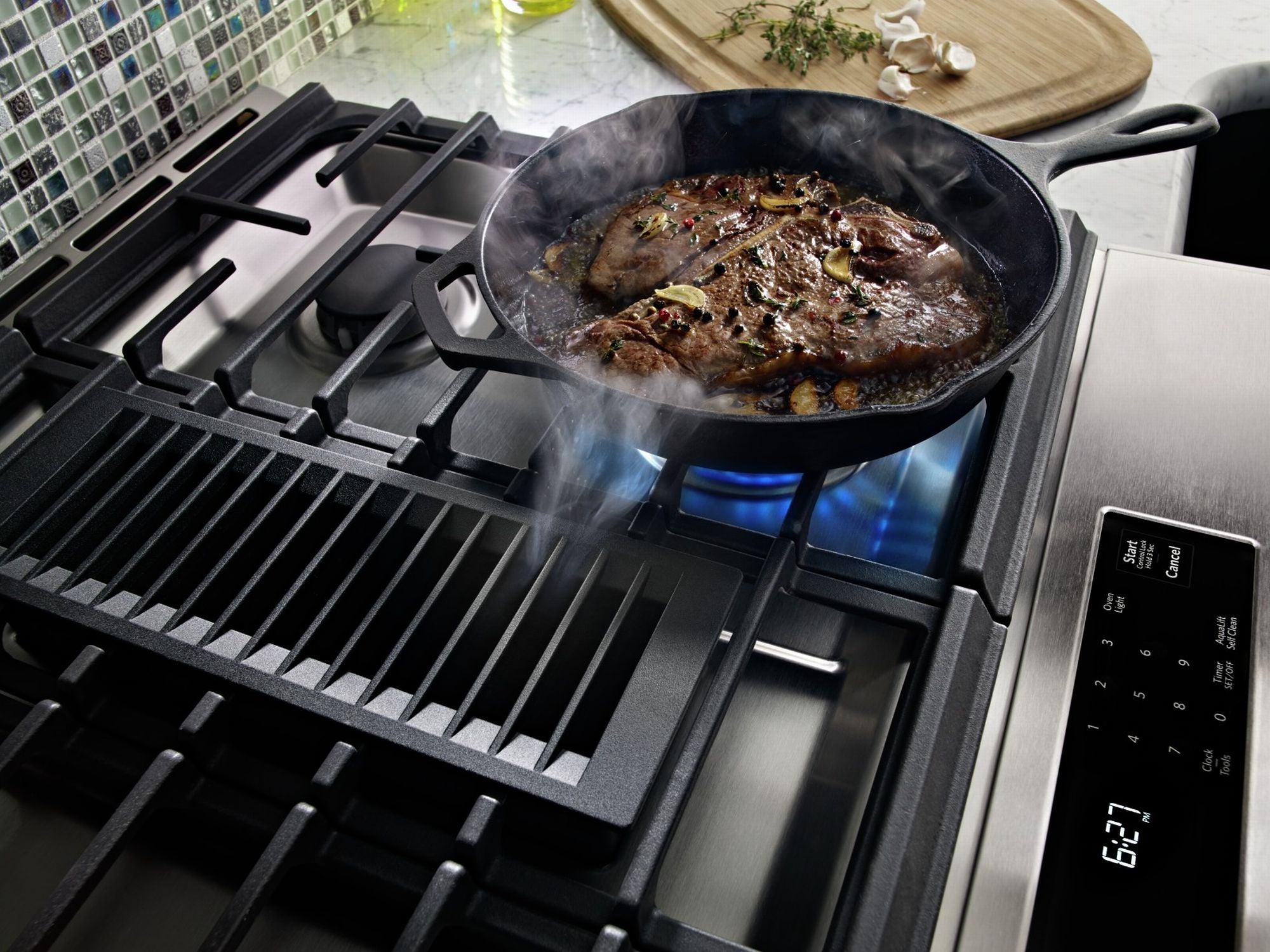 KitchenAid Stainless Steel Downdraft Dual Fuel Range (6.4 Cu.Ft.) - KSDG950ESS