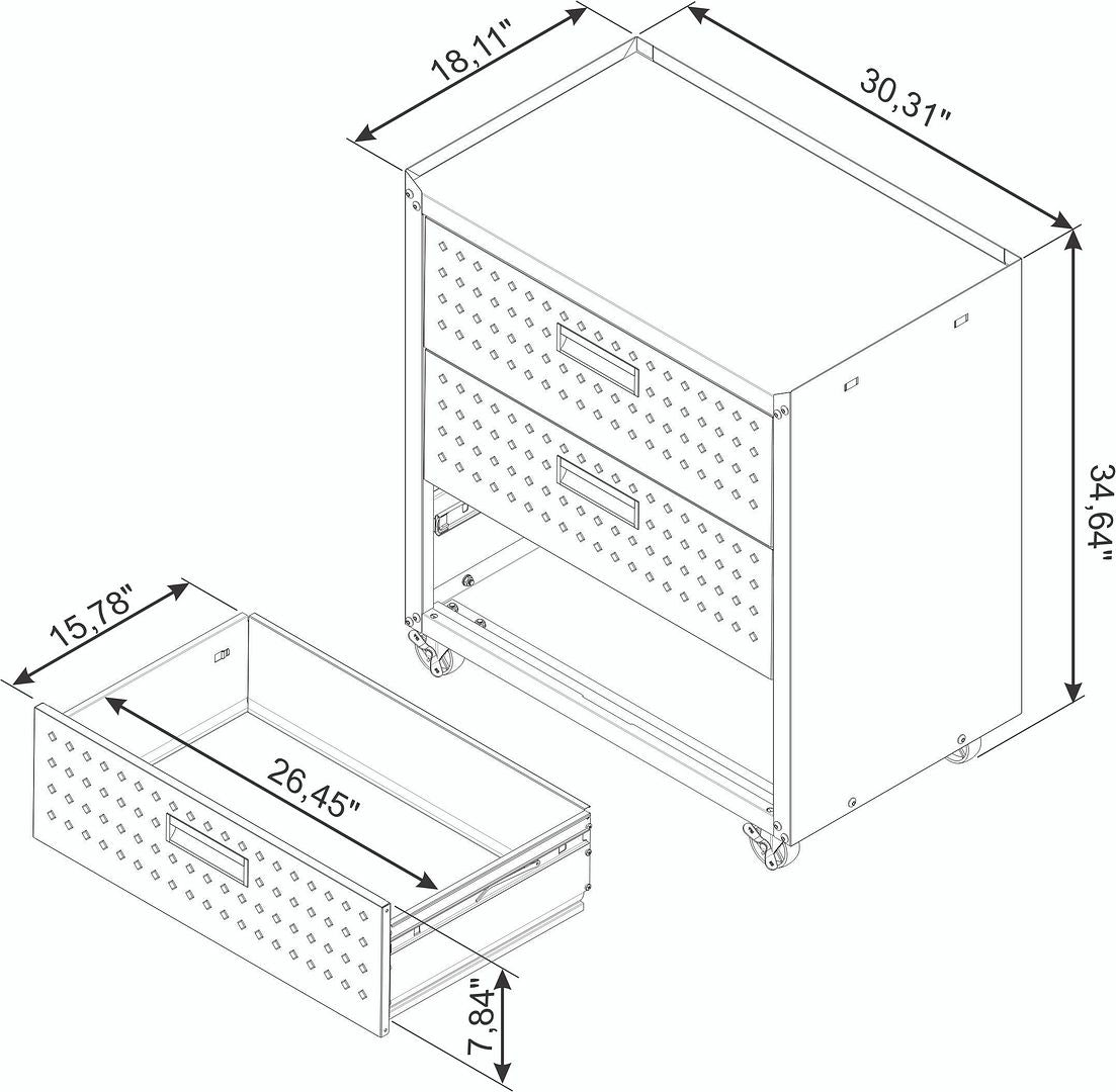 Maximus 31.5" Mobile Garage Chest with Drawers - White