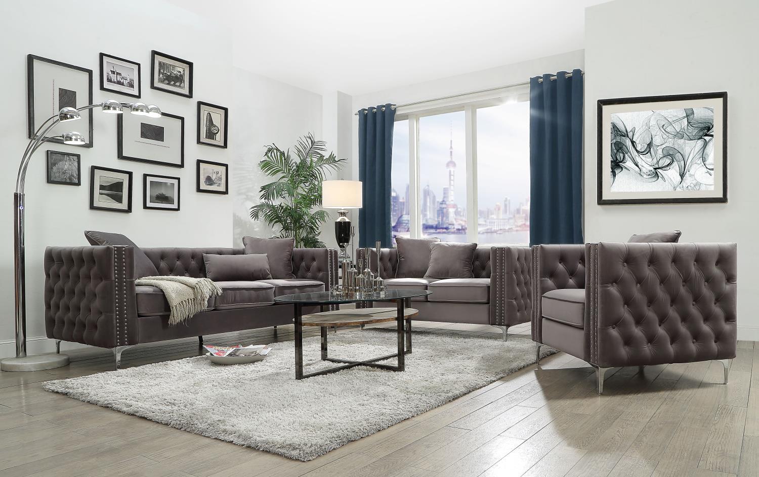 Adecyn Tufted Chair - Dark Grey