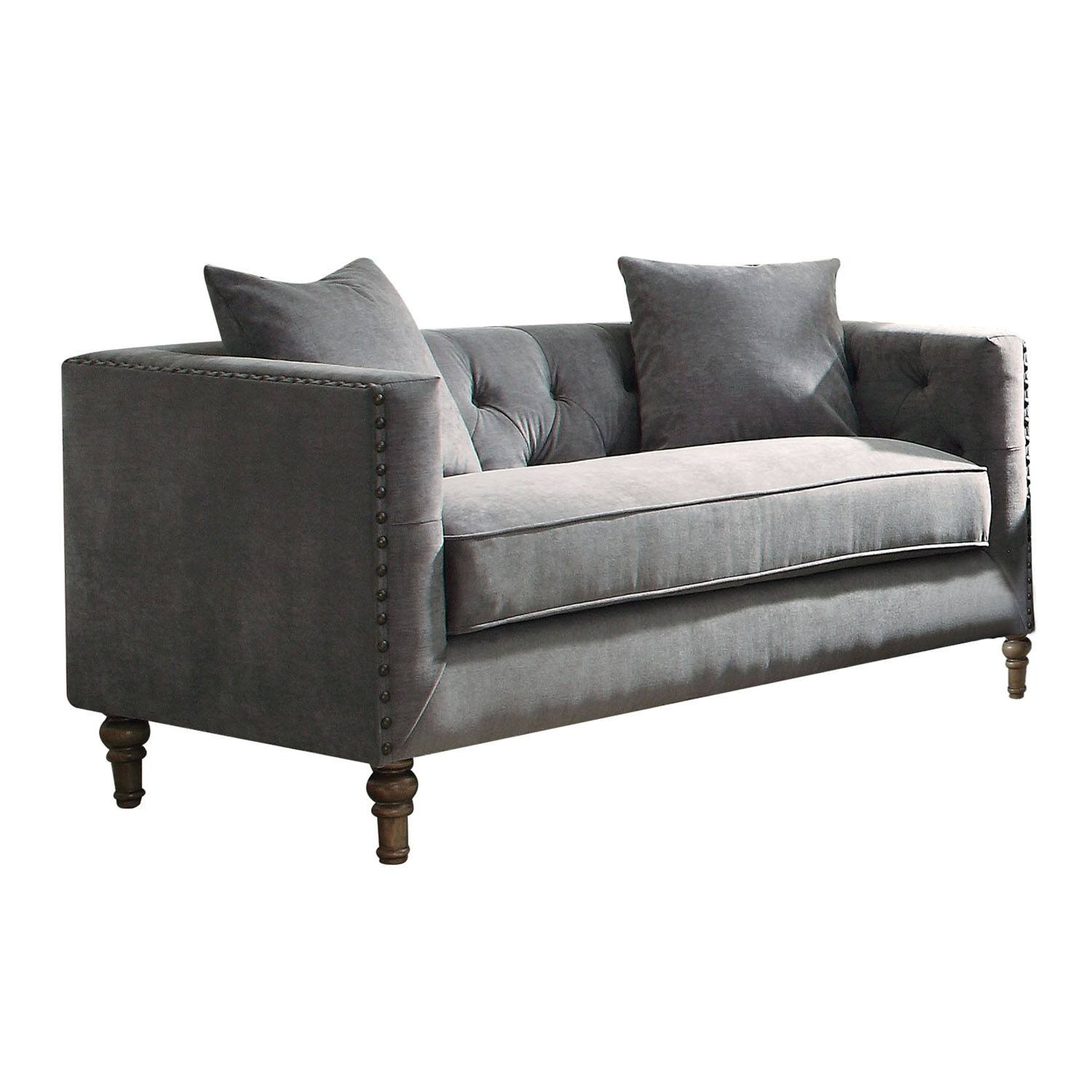 Nihei Velvet Loveseat - Grey