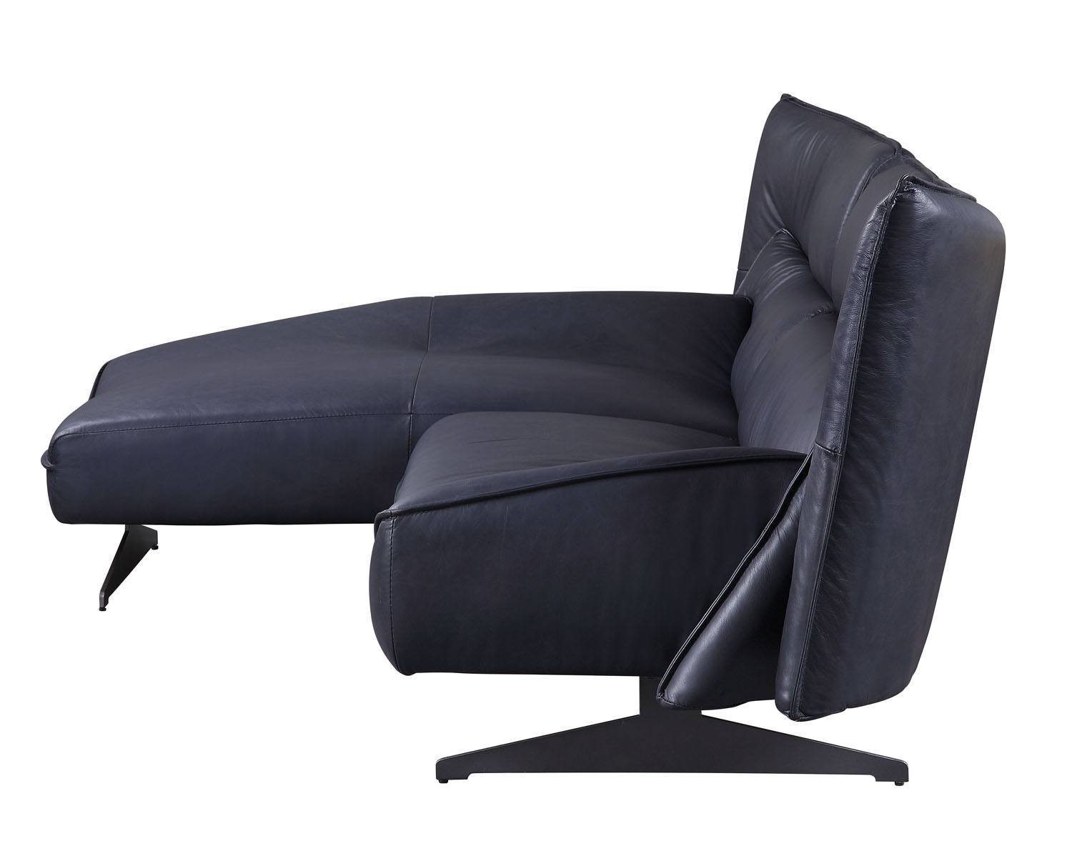 Cutler Leather Left-Facing Sectional - Black