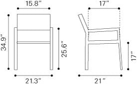 Campania Outdoor Dining Arm Chair - Silver - Set of 2