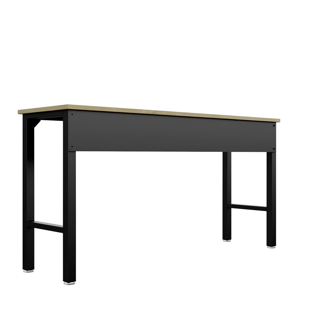 Maximus Natural Wood/Steel Garage Table - Charcoal Grey