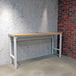 Maximus Natural Wood/Steel Garage Table - White