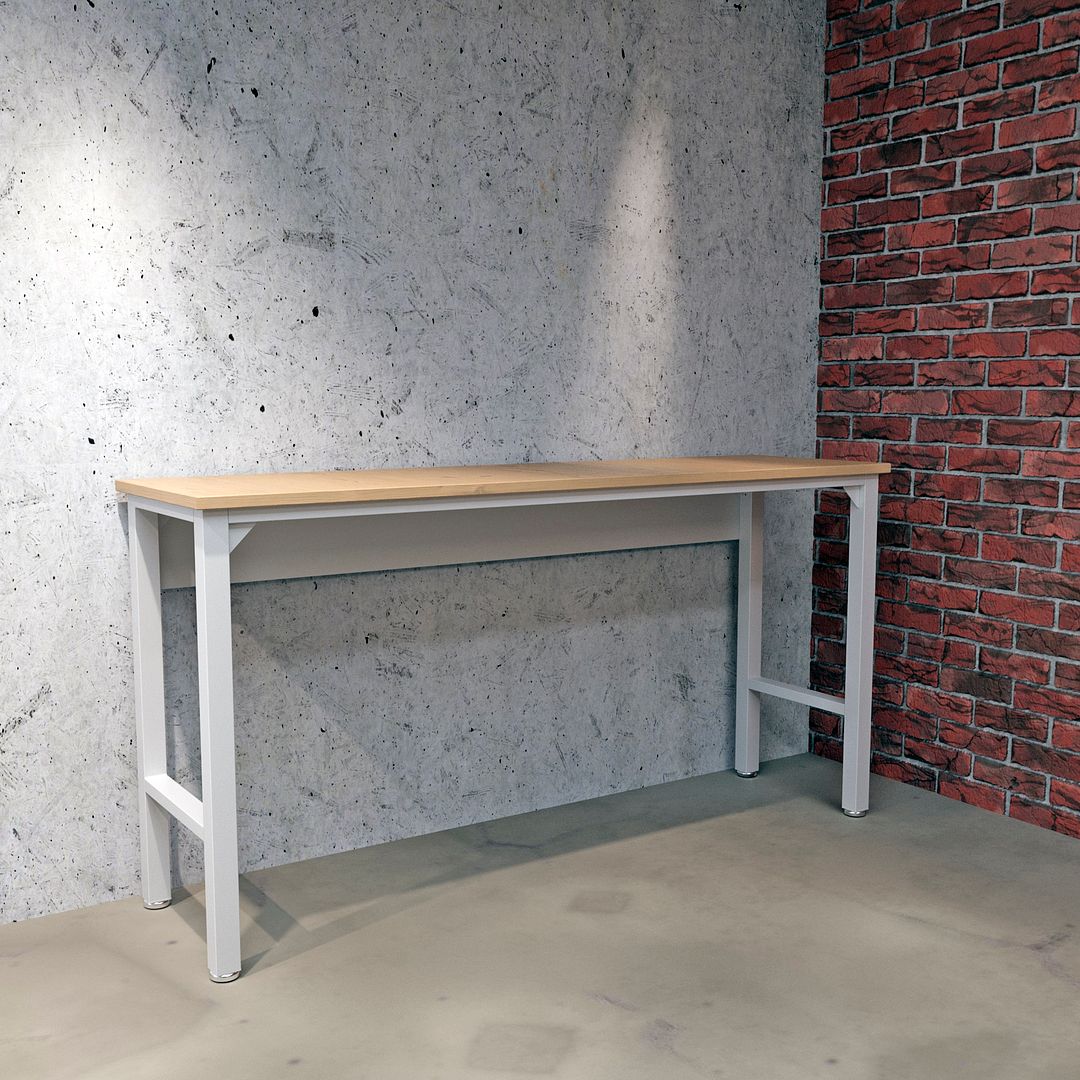 Maximus Natural Wood/Steel Garage Table - White