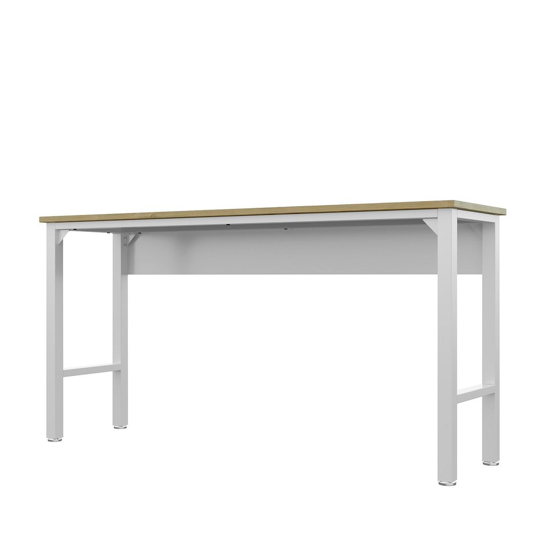 Maximus Natural Wood/Steel Garage Table - White
