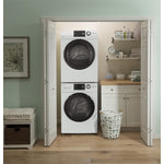 GE White Front Load Washer with Steam (2.8 IEC Cu.Ft.) & White Vented Electric Dryer with Stainless Steel Drum (4.1 Cu.Ft.) - GFW148SSMWW/GFD14JSINWW