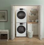 GE White Front Load Washer with Steam (2.8 IEC Cu.Ft.) & White Vented Electric Dryer with Stainless Steel Drum (4.1 Cu.Ft.) - GFW148SSMWW/GFD14JSINWW