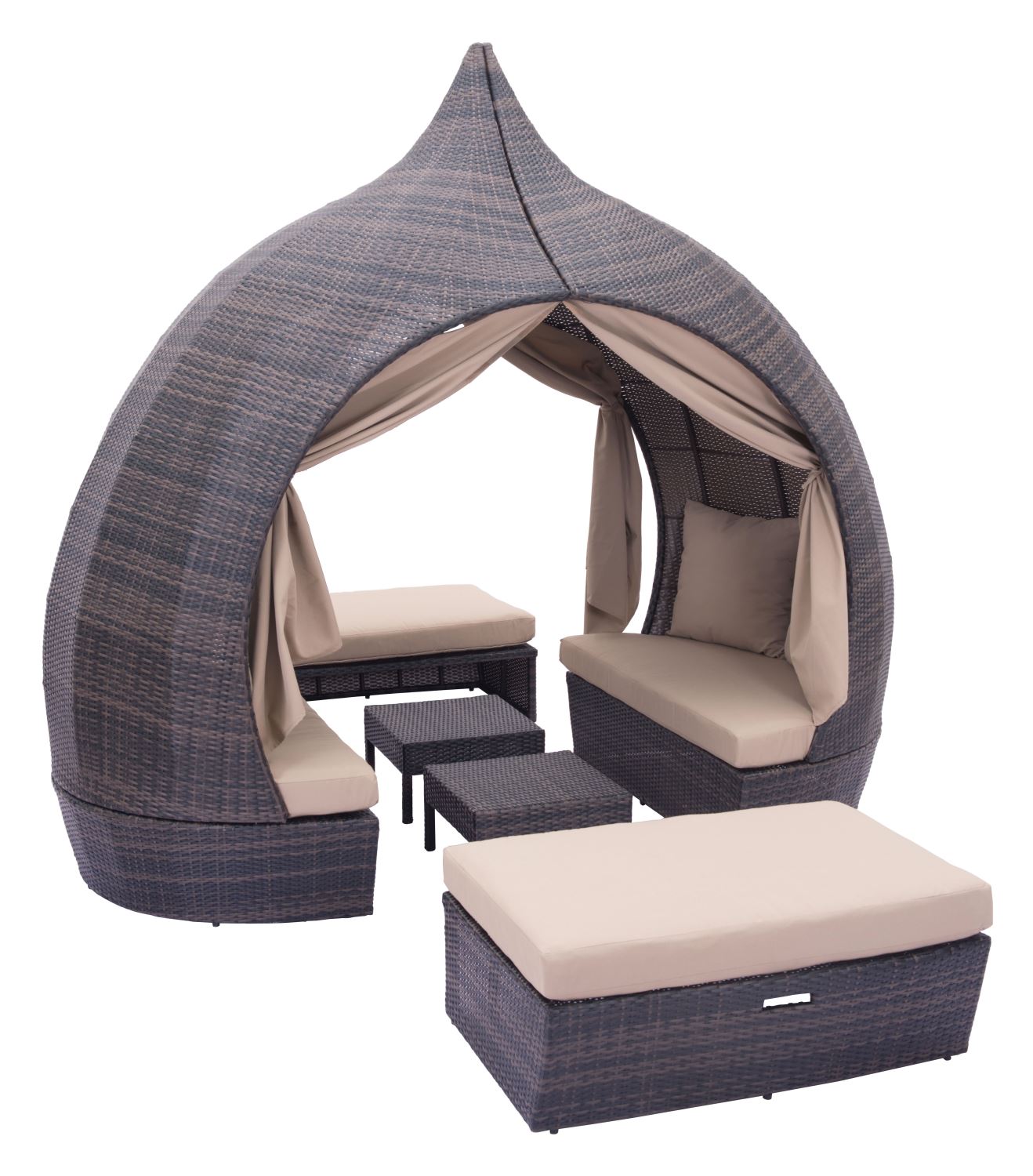 Kinuso 4-Piece Outdoor Daybed Package - Brown/Beige