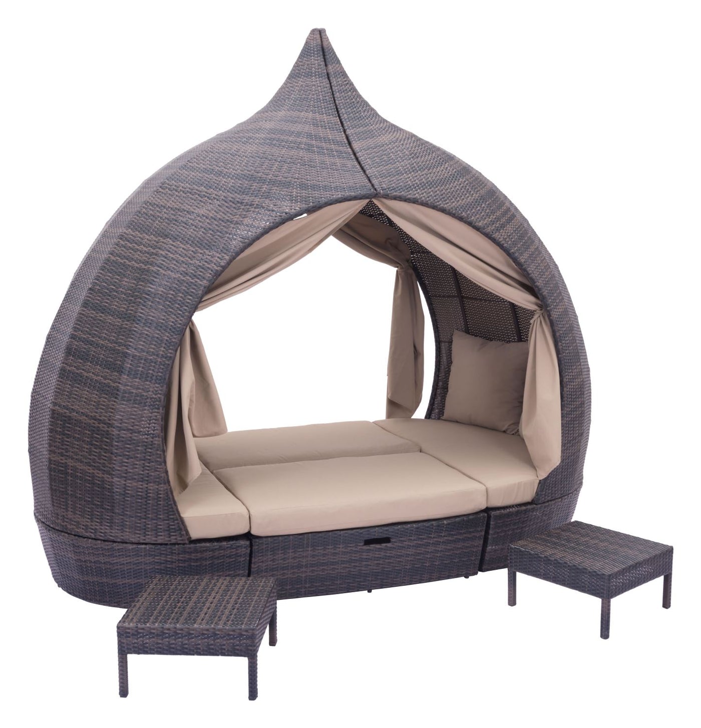 Kinuso 4-Piece Outdoor Daybed Package - Brown/Beige