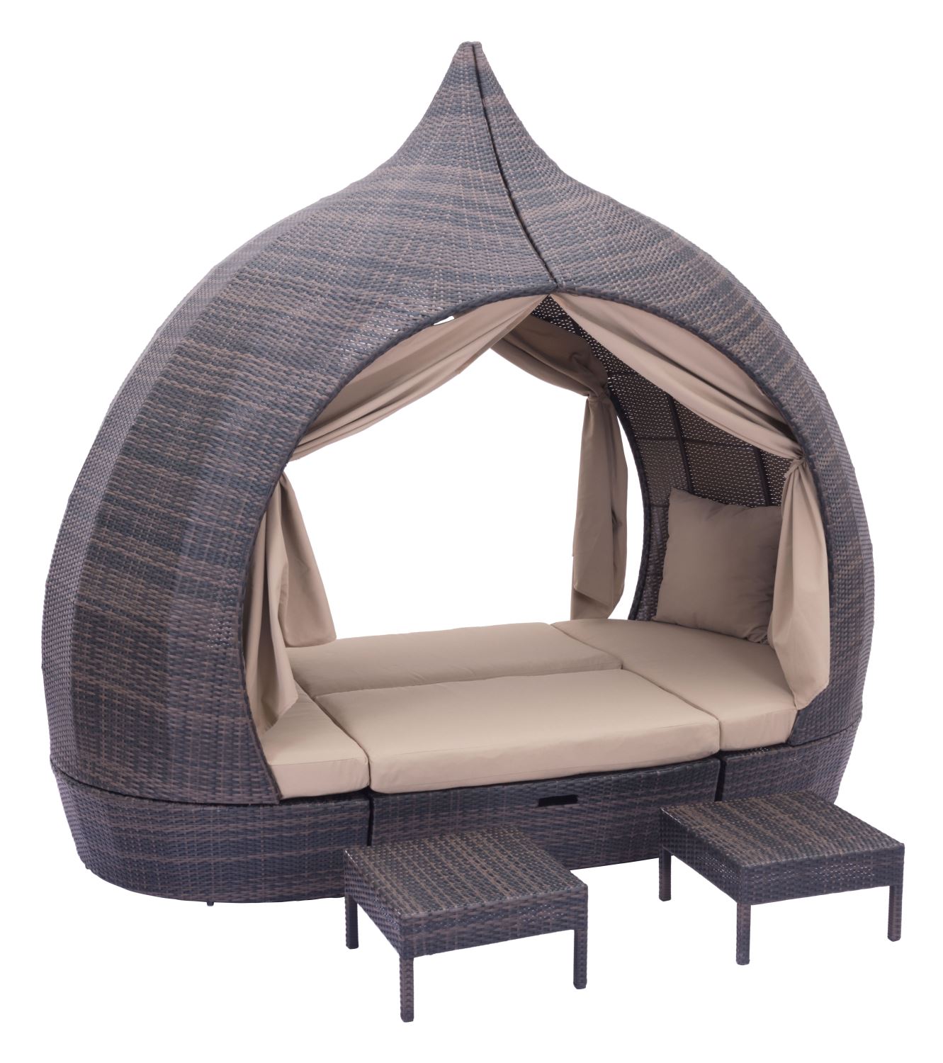 Kinuso 4-Piece Outdoor Daybed Package - Brown/Beige