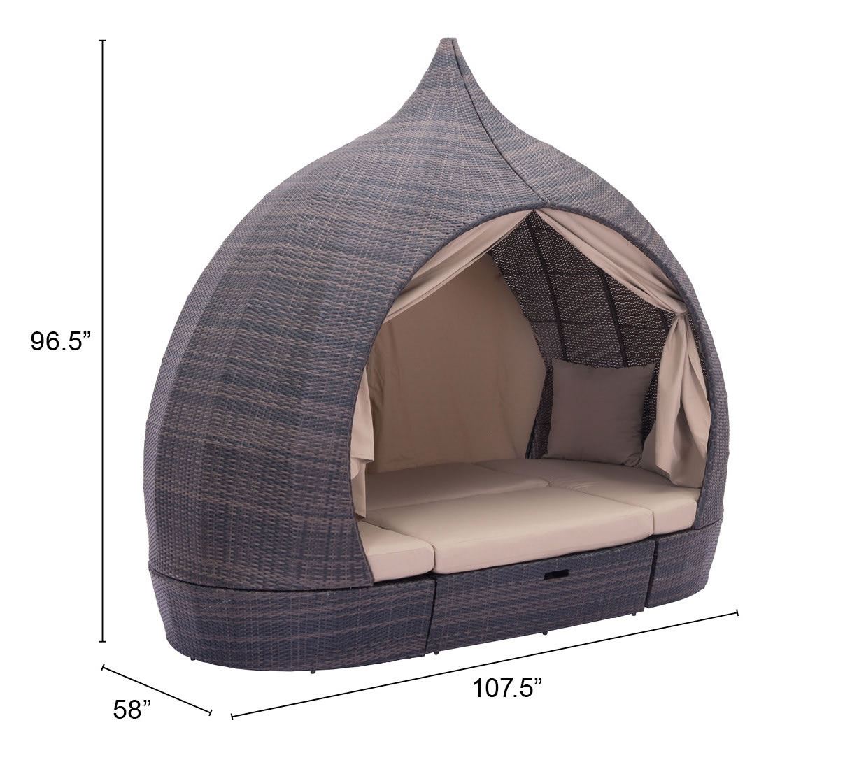 Kinuso 4-Piece Outdoor Daybed Package - Brown/Beige