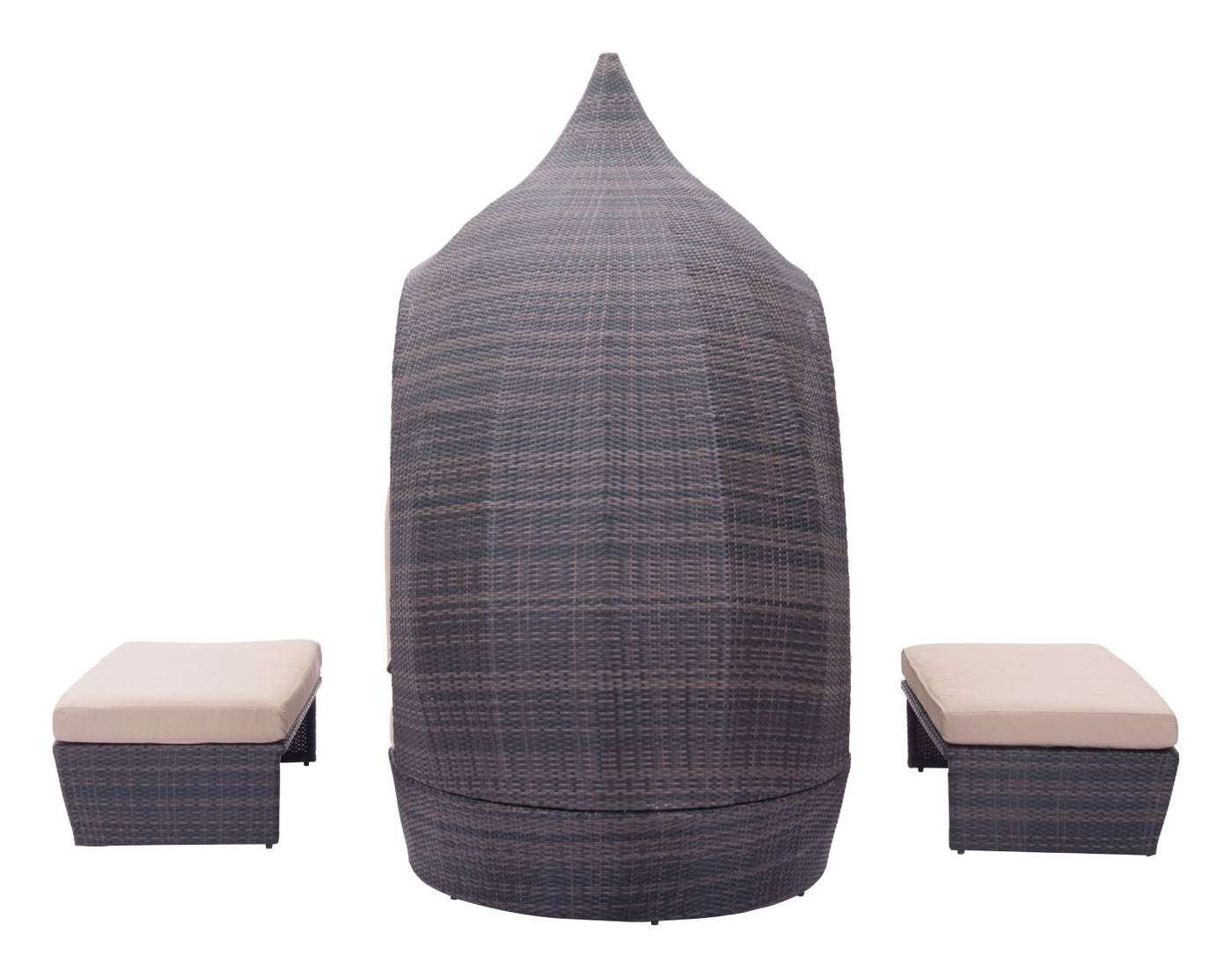 Kinuso 4-Piece Outdoor Daybed Package - Brown/Beige