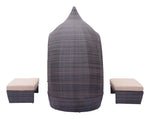 Kinuso 4-Piece Outdoor Daybed Package - Brown/Beige