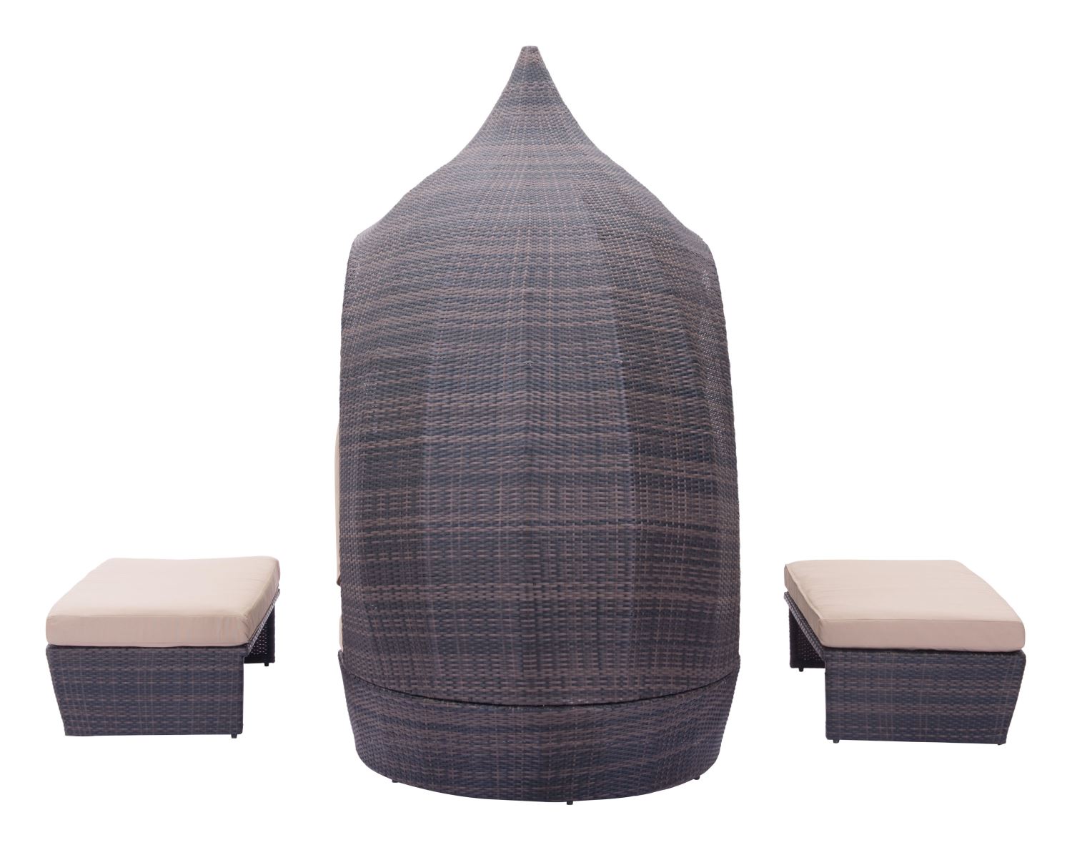 Kinuso 4-Piece Outdoor Daybed Package - Brown/Beige
