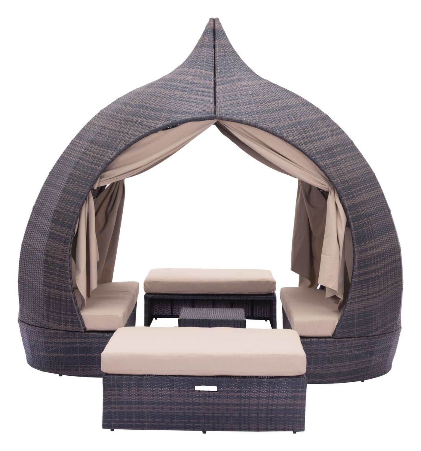 Kinuso 4-Piece Outdoor Daybed Package - Brown/Beige