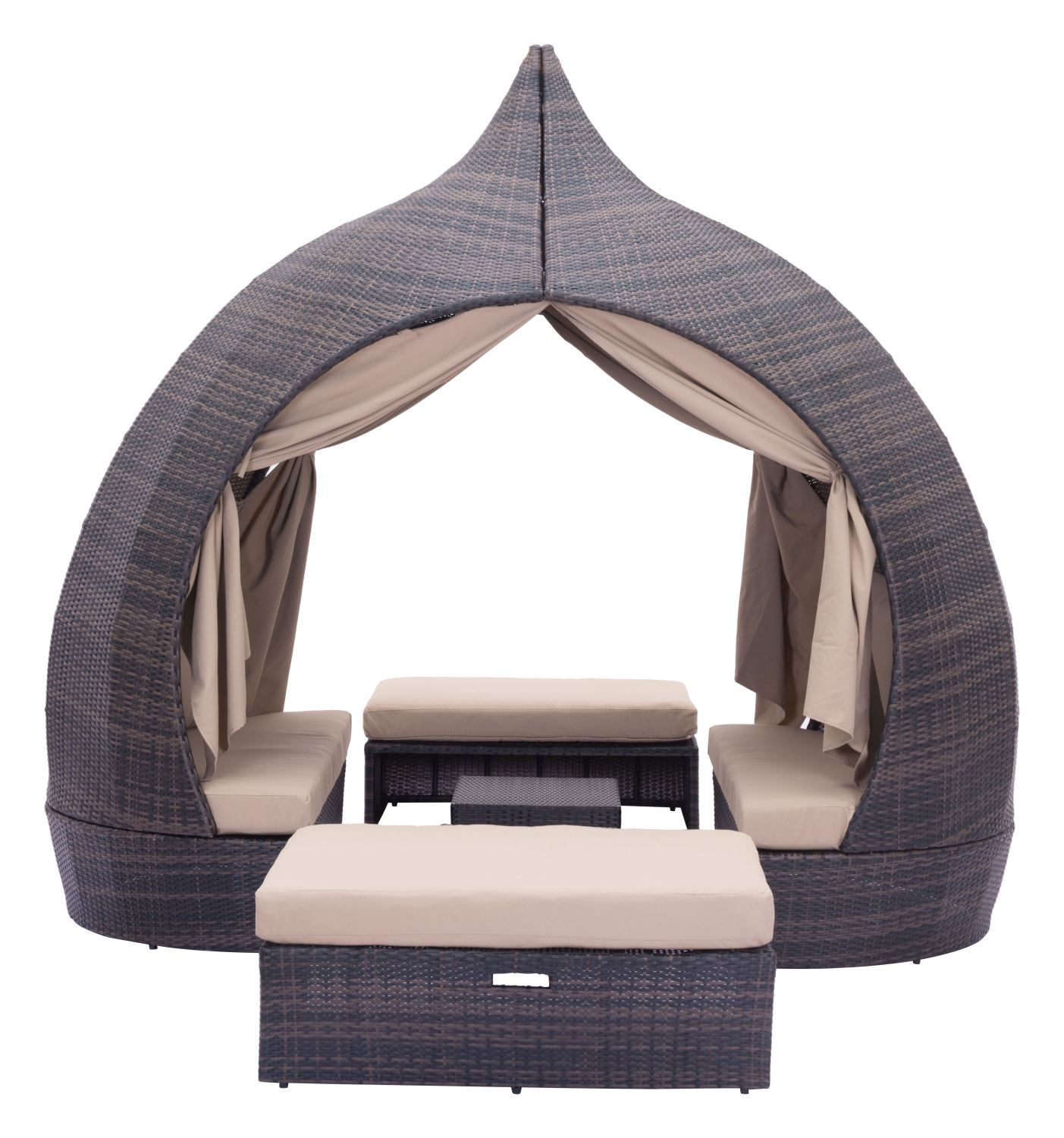 Kinuso 4-Piece Outdoor Daybed Package - Brown/Beige