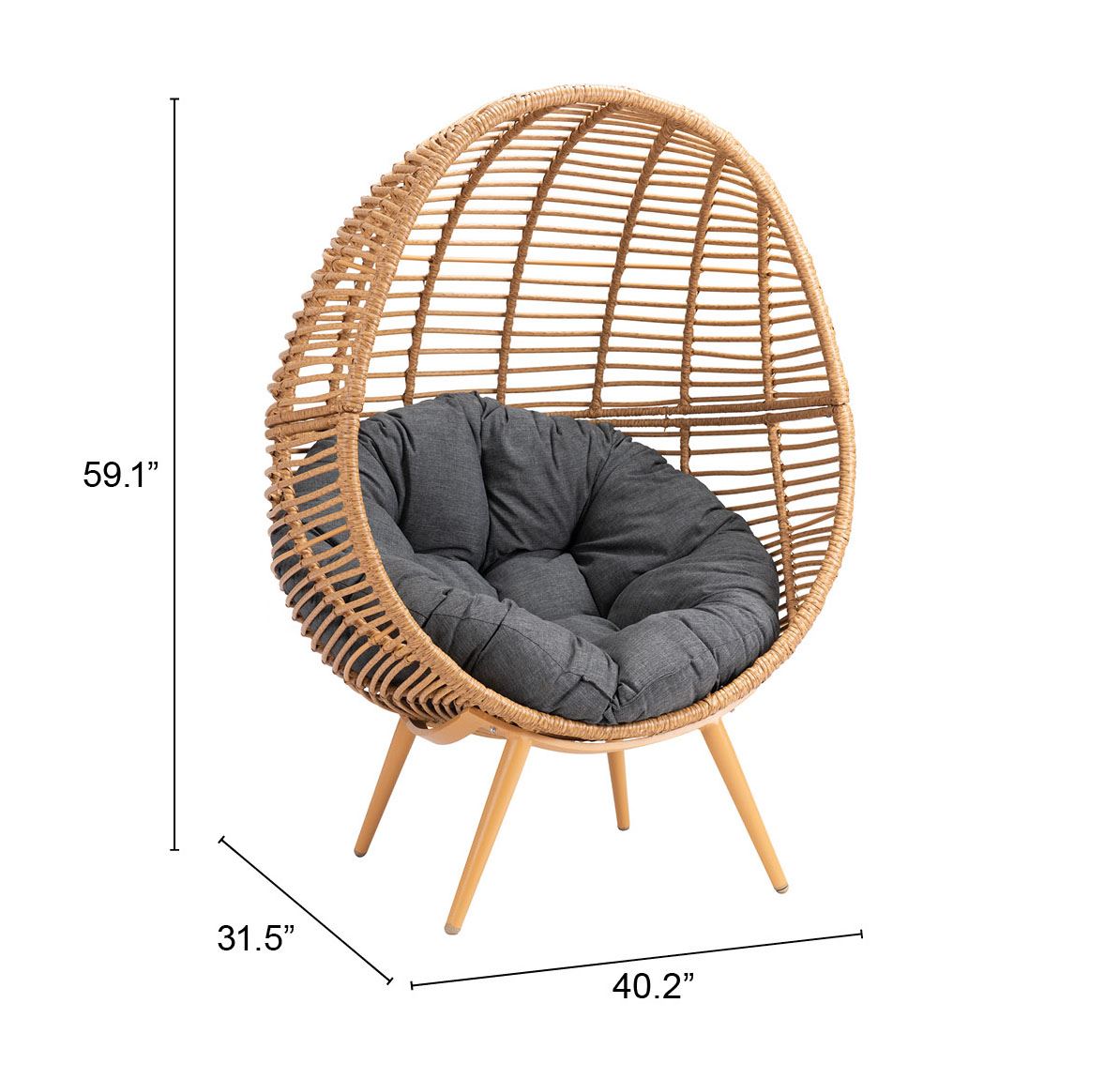 Petta Outdoor Egg Chair - Natural/Grey