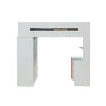 Mangana Twin Loft Bed with Bookcase - White/Pink