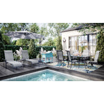 Hanlan 84" Outdoor Dining Table - Charcoal/Glass