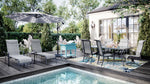 Hanlan 84" Outdoor Dining Table - Charcoal/Glass