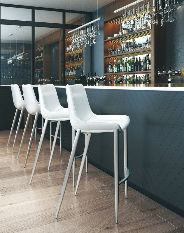 Teglberg Bar Height Stool - White/Silver - Set of 2
