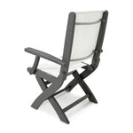 POLYWOODÂ® Coastal Folding Chair - Textured Silver/Slate Grey/White Sling