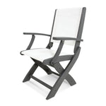 POLYWOODÂ® Coastal Folding Chair - Textured Silver/Slate Grey/White Sling